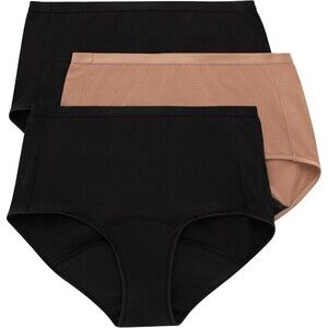 3-Pack Hanes Women's Period Leak Protection Underwear LARGE Black Pecan Briefs